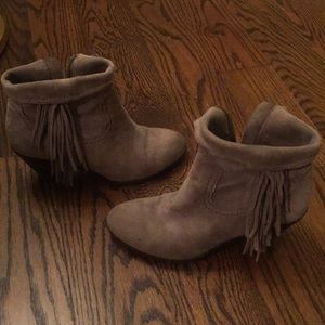 Sam Edelman Gray Suede Fringe Booties